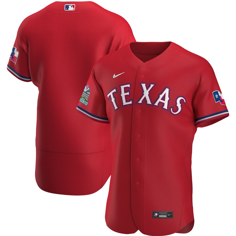 Custom Texas Rangers Men Nike Scarlet Alternate 2020 Authentic Team MLB Jersey->buffalo bills->NFL Jersey